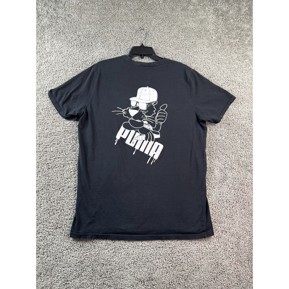 Puma Shirt Mens Extra Large Black White Short Sleeve Spell Out Logo Flaw